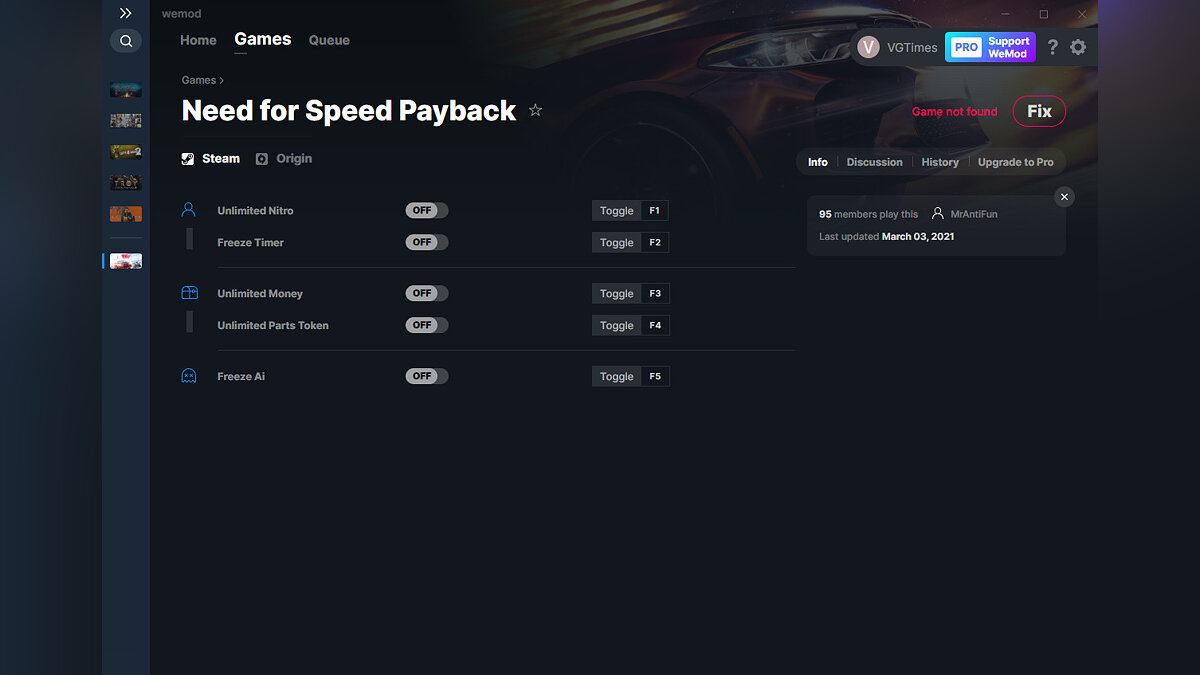Need for Speed Payback — Трейнер (+5) от 03.03.2021 [WeMod]