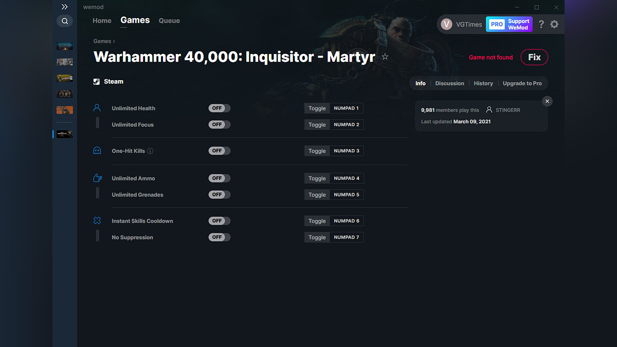 Warhammer 40,000: Inquisitor - Martyr — Трейнер (+7) от 09.03.2021 [WeMod]