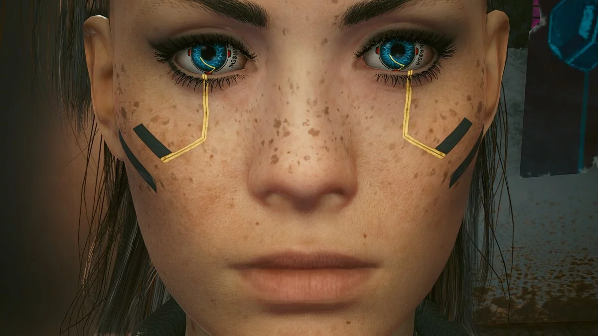 Cyberpunk 2077 — Глаза и импланты разбойницы