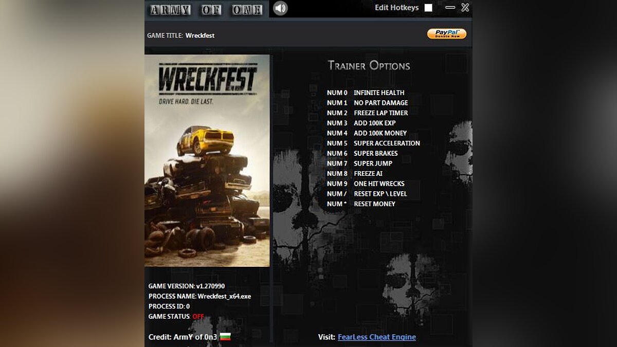 Wreckfest — Трейнер (+12) [1.270990]