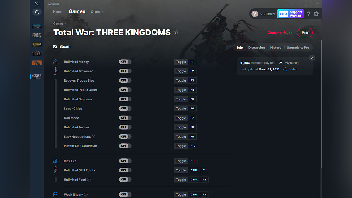 Total War: Three Kingdoms — Трейнер (+16) от 13.03.2021 [WeMod]