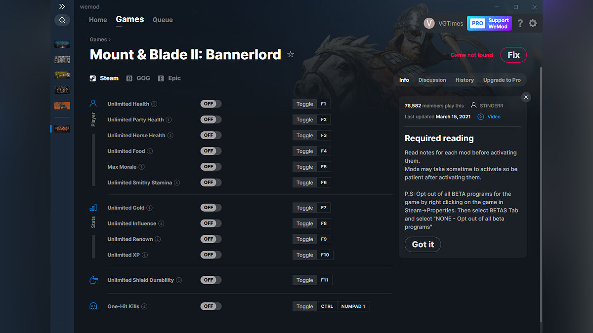 Mount &amp; Blade 2: Bannerlord — Трейнер (+12) от 15.03.2021 [WeMod]