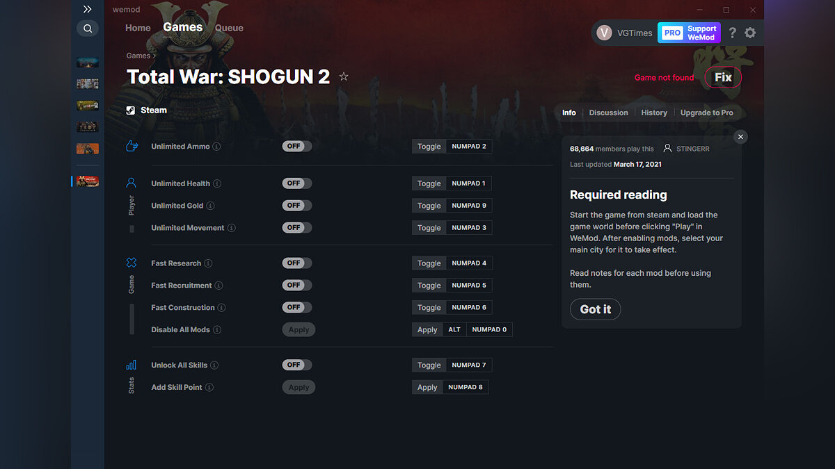 Total War: Shogun 2 — Трейнер (+10) от 17.03.2021 [WeMod]