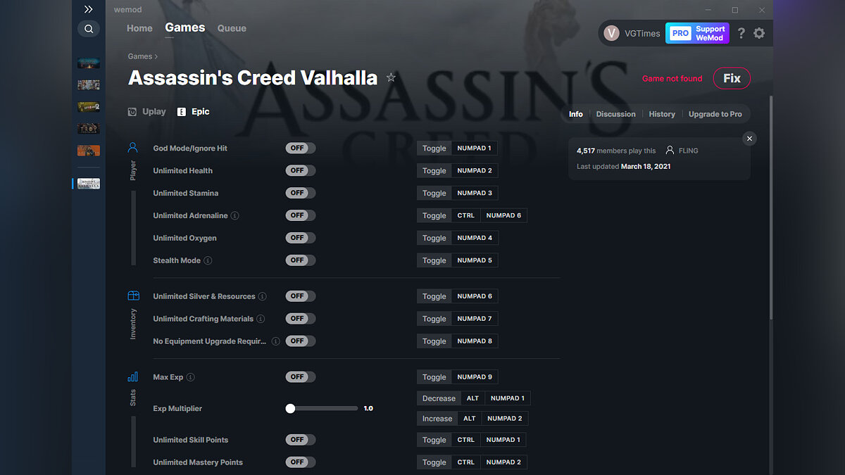 Assassin&#039;s Creed Valhalla — Трейнер (+19) от 18.03.2021 [WeMod]
