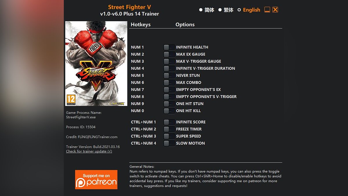 Street Fighter 5: Champion Edition — Трейнер (+14) [1.0 - 6.0]