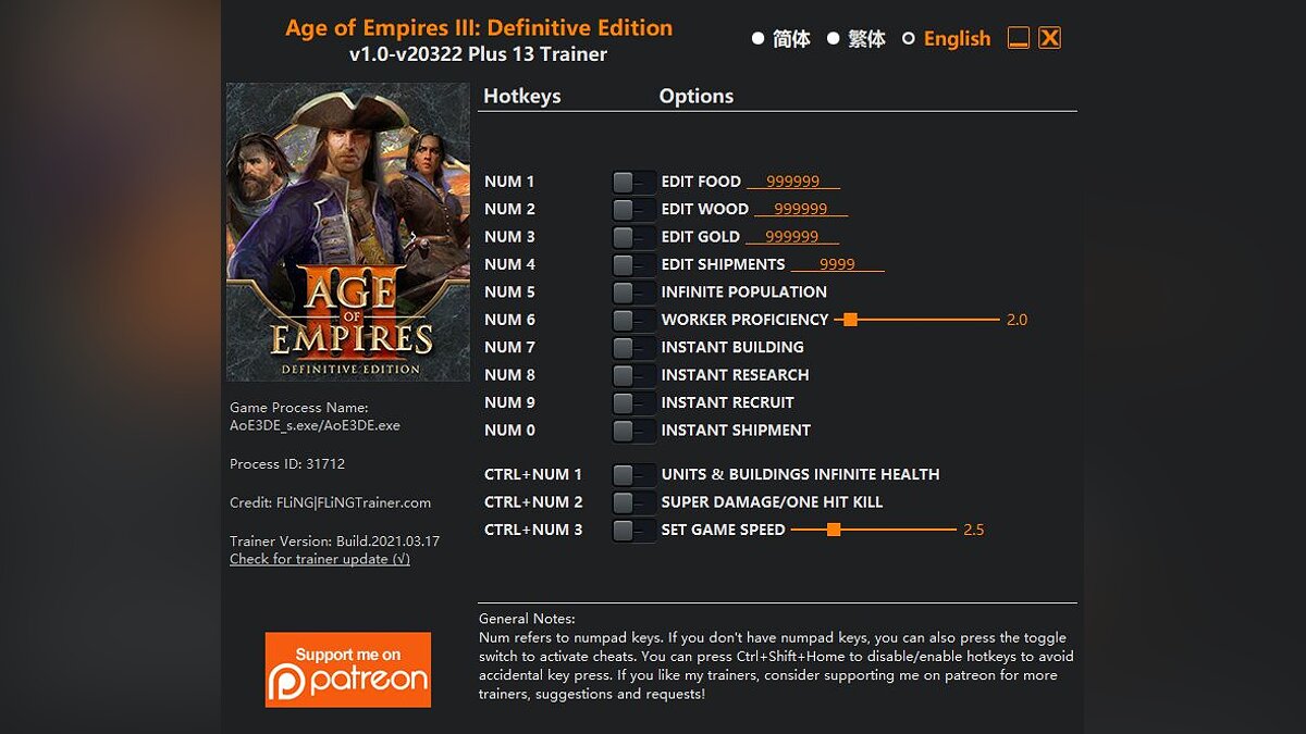 Age Of Empires 3: Definitive Edition — Трейнер (+13) [1.0 - 20322]