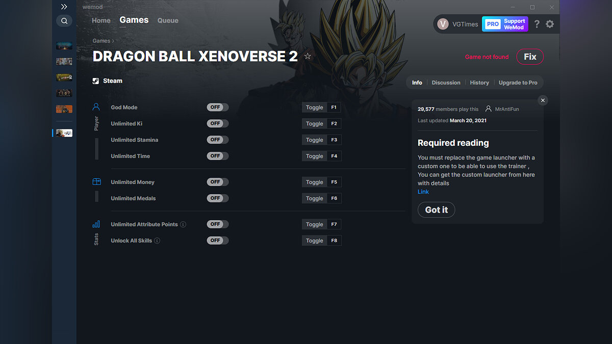 Dragon Ball Xenoverse 2 — Трейнер (+8) от 20.03.2021 [WeMod]