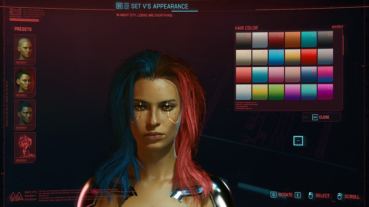 Cyberpunk 2077 — Разноцветные волосы