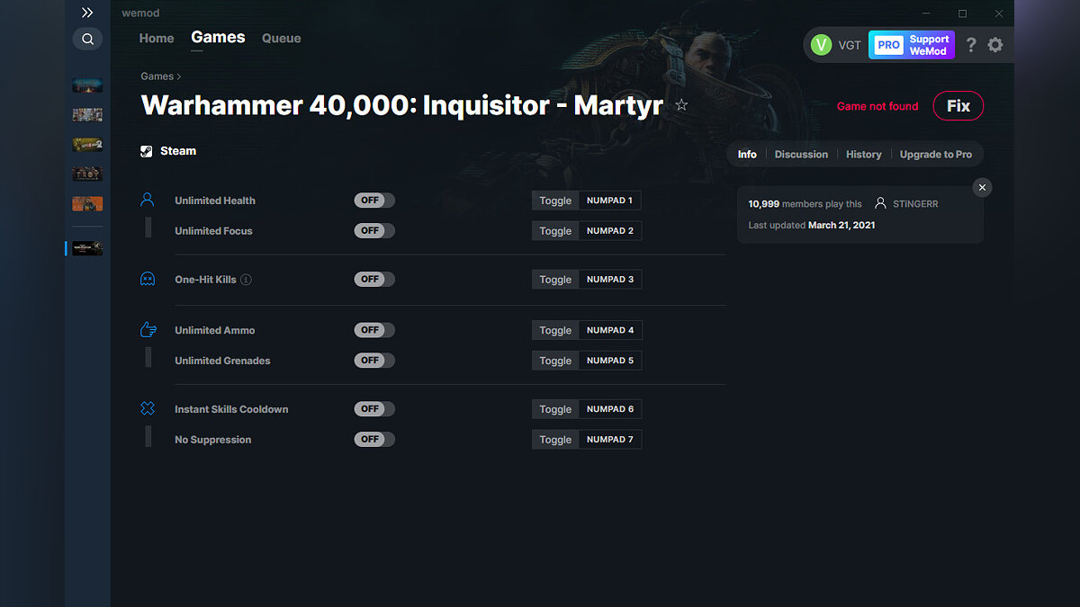 Warhammer 40,000: Inquisitor - Martyr — Трейнер (+7) от 21.03.2021 [WeMod]