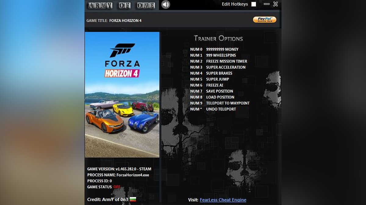 Forza Horizon 4 — Трейнер (+11) [1.465.282.0/Steam]