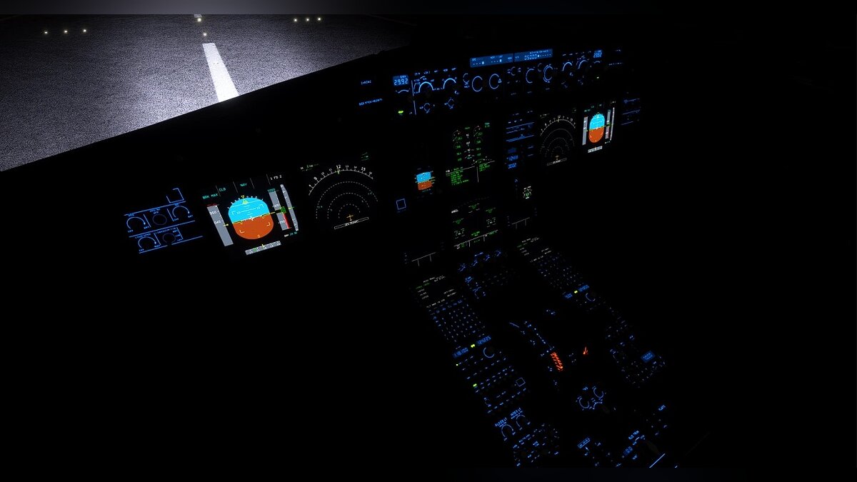 Microsoft Flight Simulator — Черная кабина и синее освещение для A320