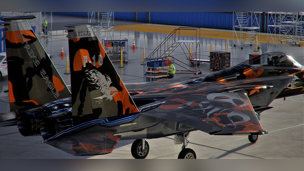 Microsoft Flight Simulator — Огненная раскраска для смолета F15C