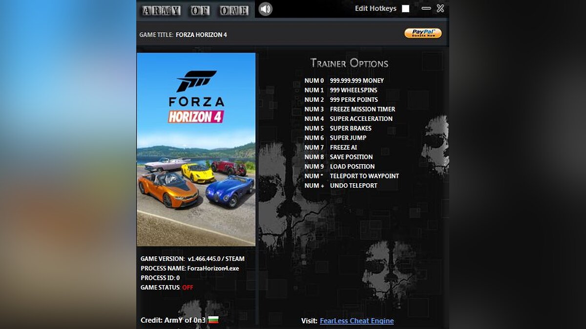 Forza Horizon 4 — Трейнер (+12) [1.466.445.0/Steam]