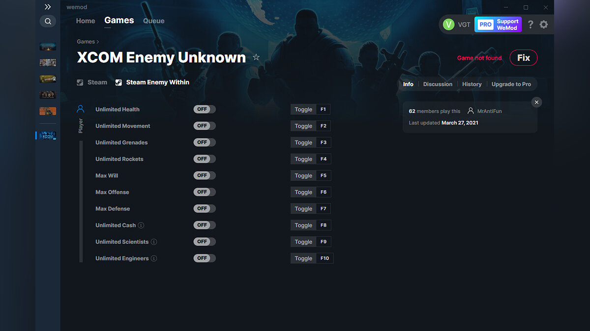 XCOM: Enemy Unknown — Трейнер (+10) от 27.03.2021 [WeMod]