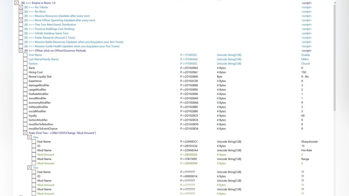 Empires in Ruins — Таблица для Cheat Engine [UPD: 28.03.2021]