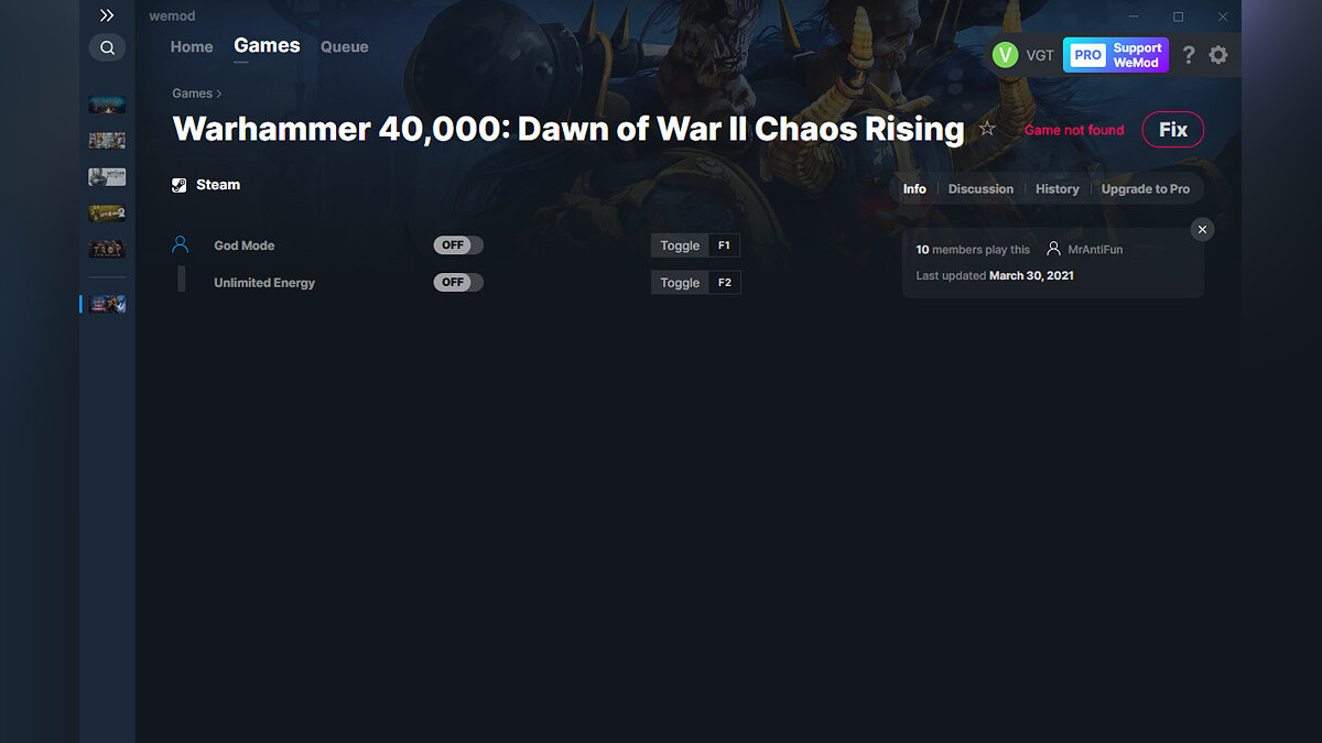 Warhammer 40,000: Dawn of War 2 - Chaos Rising — Трейнер (+2) от 30.03.2021  [WeMod] / Трейнеры / Читы