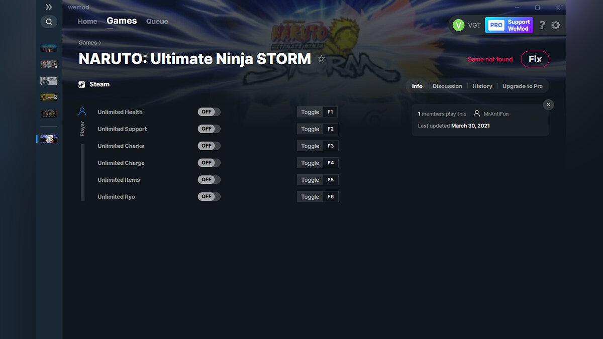 Naruto: Ultimate Ninja Storm — Трейнер (+6) от 30.03.2021 [WeMod]
