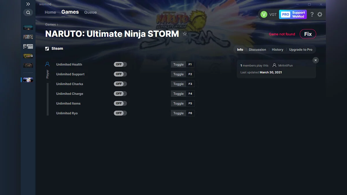 Naruto: Ultimate Ninja Storm — Трейнер (+6) от 30.03.2021 [WeMod]