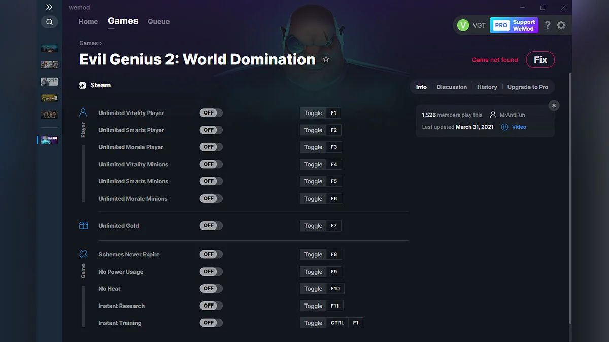 Evil Genius 2: World Domination — Трейнер (+12) от 31.03.2021 [WeMod]