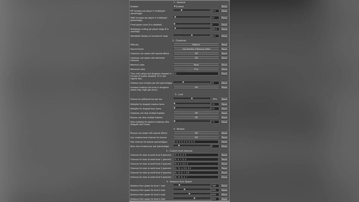 Valheim — Уровень существ и контроль добычи