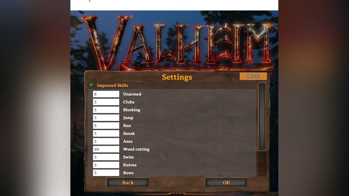 Valheim — Пользовательский интерфейс настроек мода