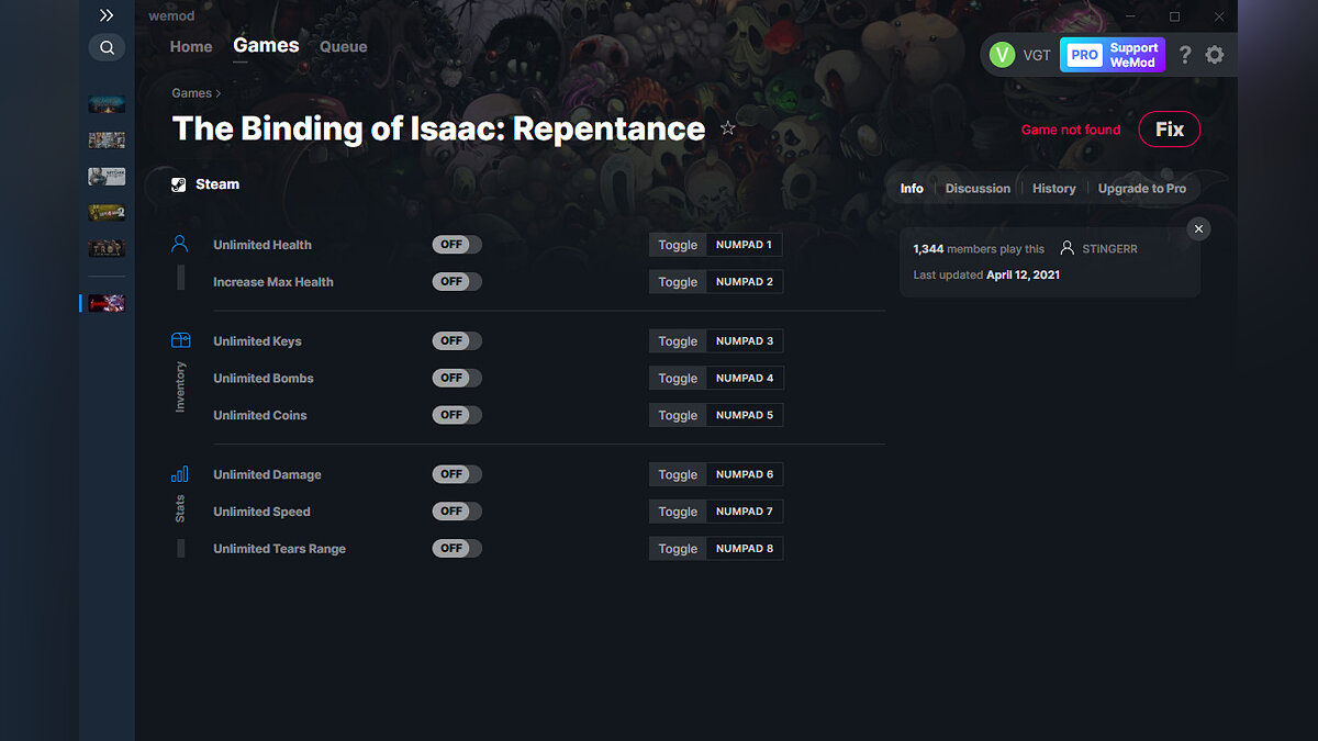 The Binding of Isaac: Repentance — Трейнер (+8) от 12.04.2021 [WeMod]
