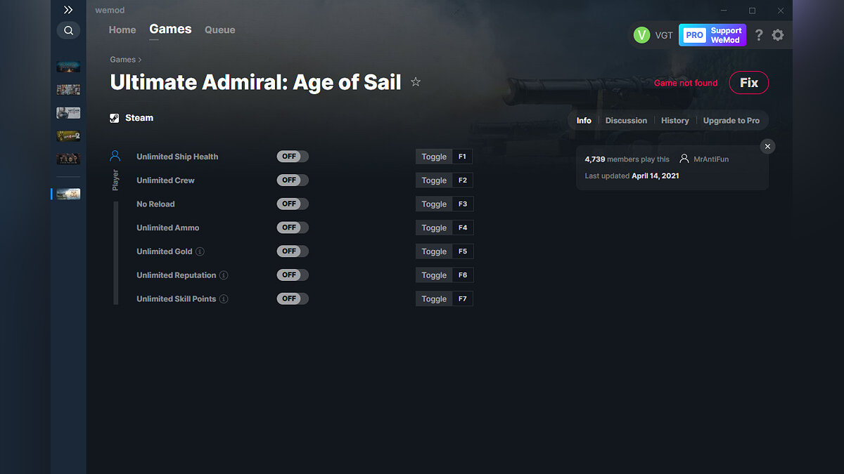Ultimate Admiral: Age of Sail — Трейнер (+7) от 14.04.2021 [WeMod]