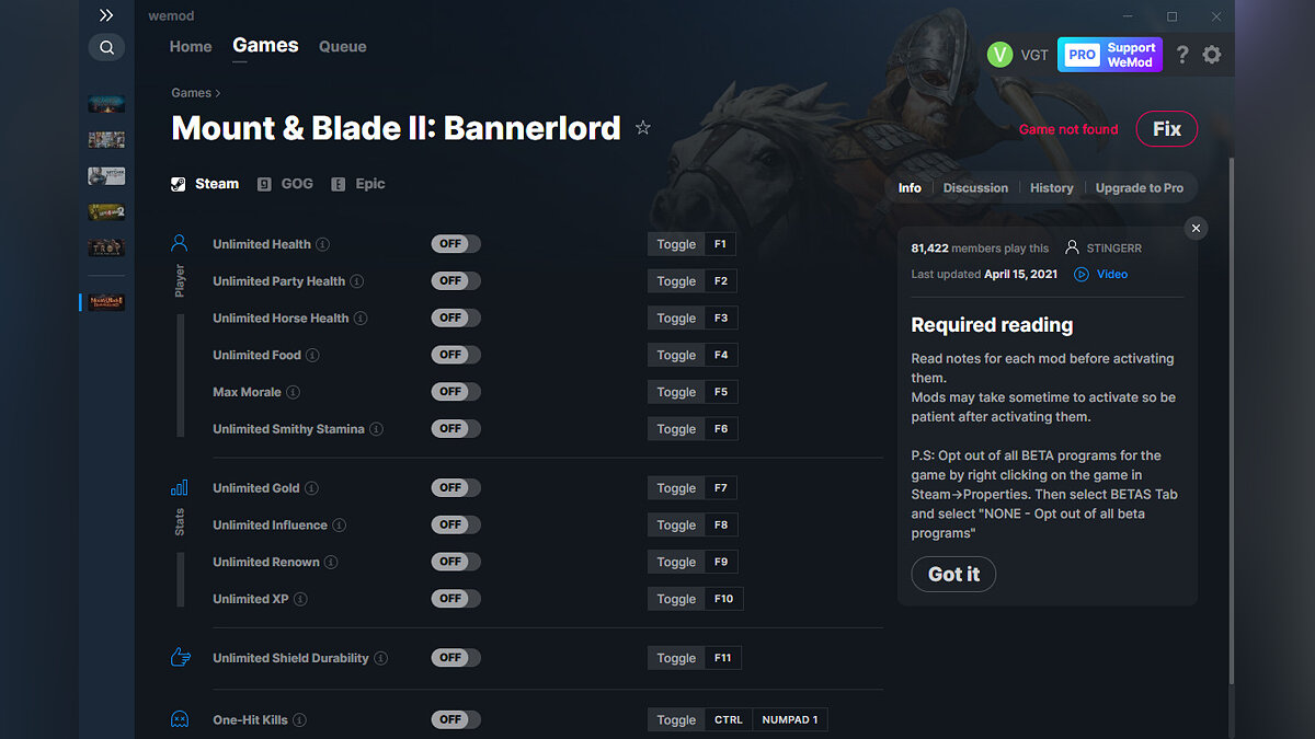 Mount &amp; Blade 2: Bannerlord — Трейнер (+12) от 15.04.2021 [WeMod]