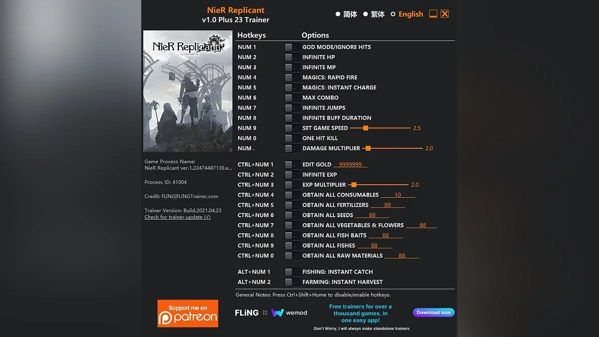 NieR Replicant ver.1.22474487139... — Трейнер (+23) [1.0]