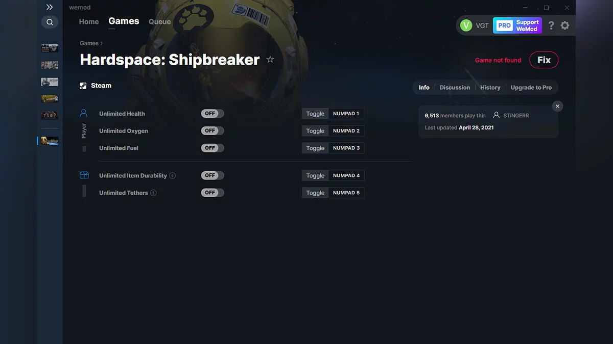 Hardspace: Shipbreaker — Трейнер (+5) от 28.04.2021 [WeMod]