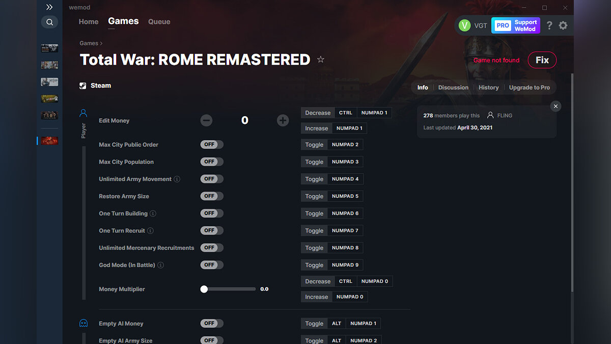 Total War: Rome Remastered — Трейнер (+13) от 30.04.2021 [WeMod]