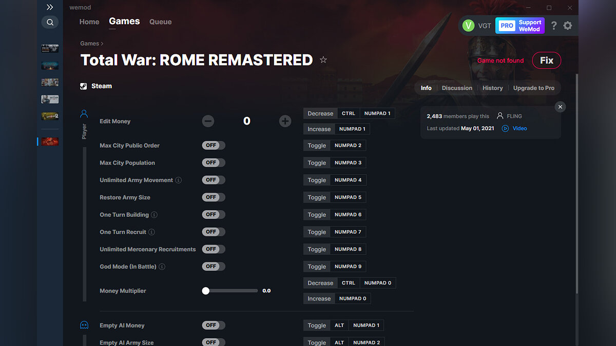Total War: Rome Remastered — Трейнер (+13) от 01.05.2021 [WeMod]