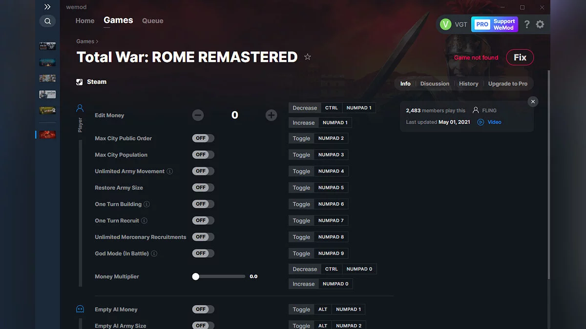 Total War: Rome Remastered — Трейнер (+13) от 01.05.2021 [WeMod]