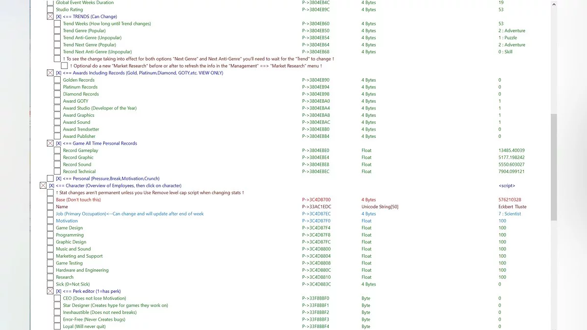Mad Games Tycoon 2 — Таблица для Cheat Engine [Build 2021.04.30A]