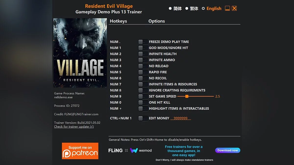 Resident Evil Village — Трейнер (+13) [DEMO]