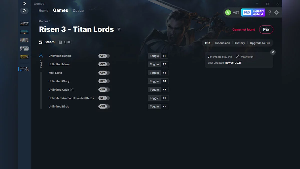 Risen 3: Titan Lords — Трейнер (+7) от 05.05.2021 [WeMod]