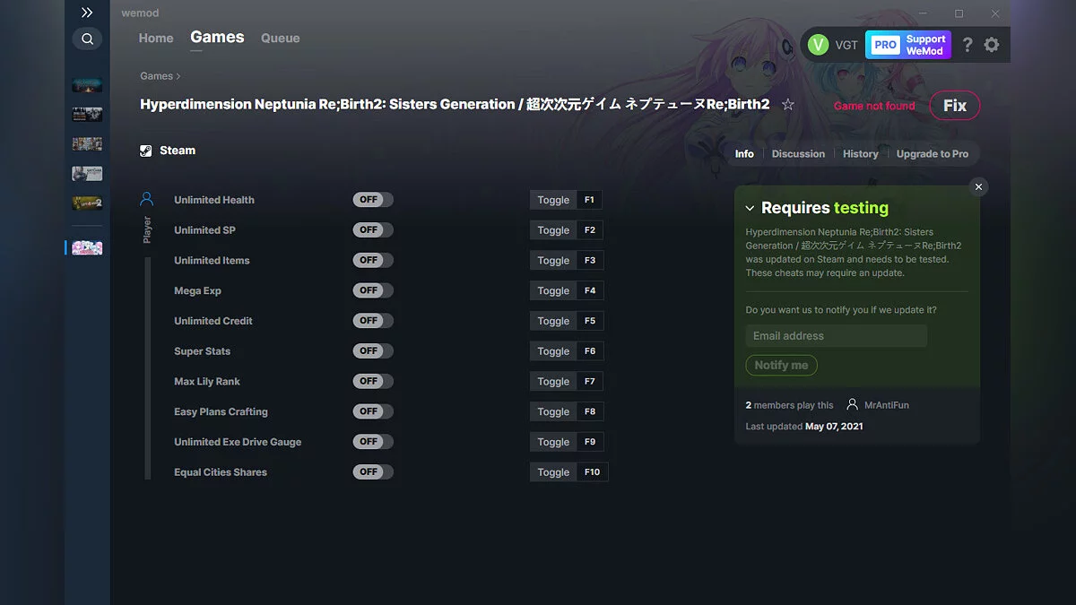 Трейнер (+10) от 07.05.2021 [WeMod]