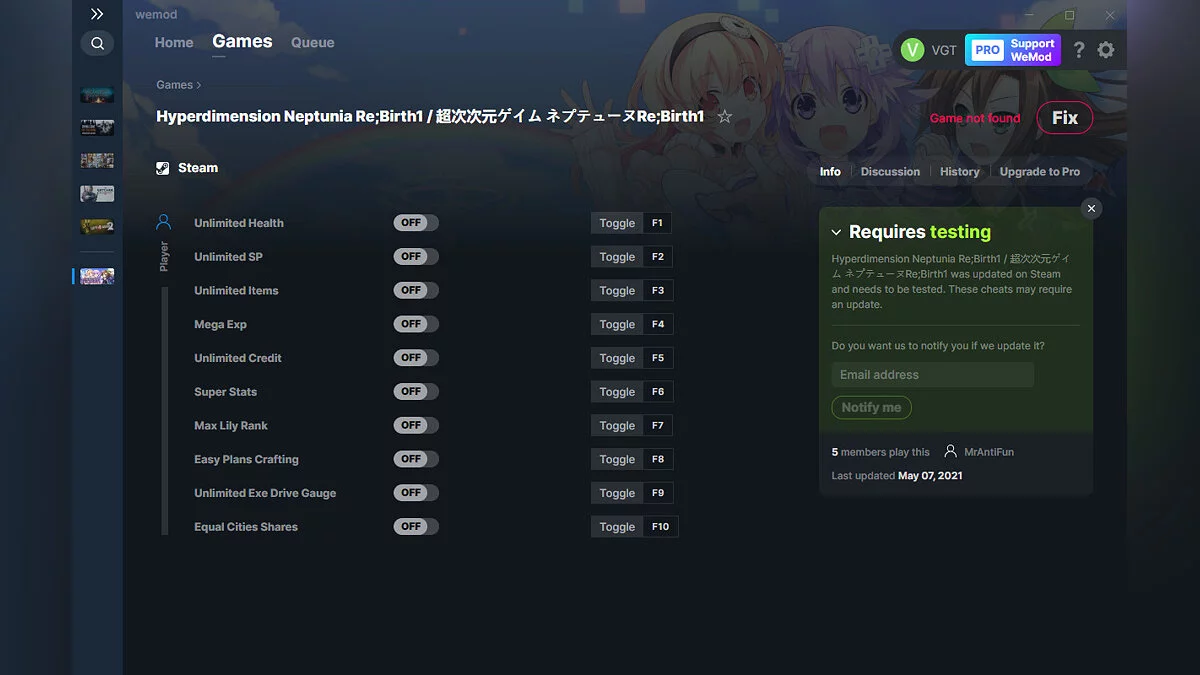 Трейнер (+10) от 07.05.2021 [WeMod]