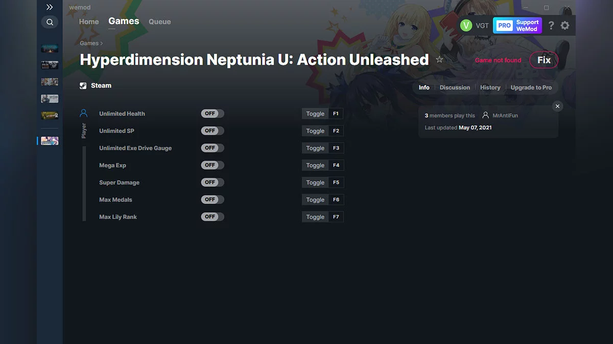 Hyperdimension Neptunia U: Action Unleashed — Трейнер (+7) от 07.05.2021 [WeMod]