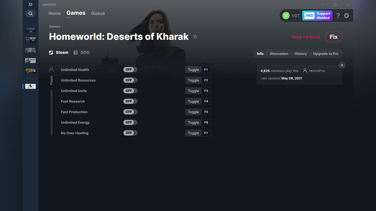Homeworld: Deserts of Kharak — Трейнер (+7) от 08.05.2021 [WeMod]