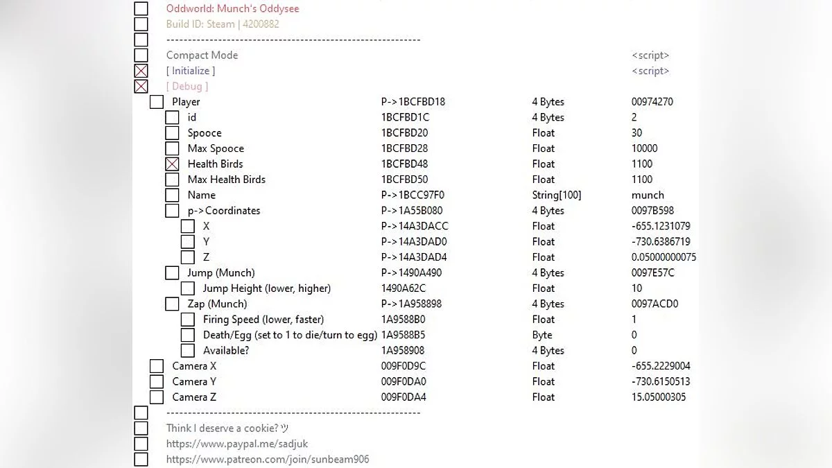 Таблица для Cheat Engine [UPD: 05.05.2021]