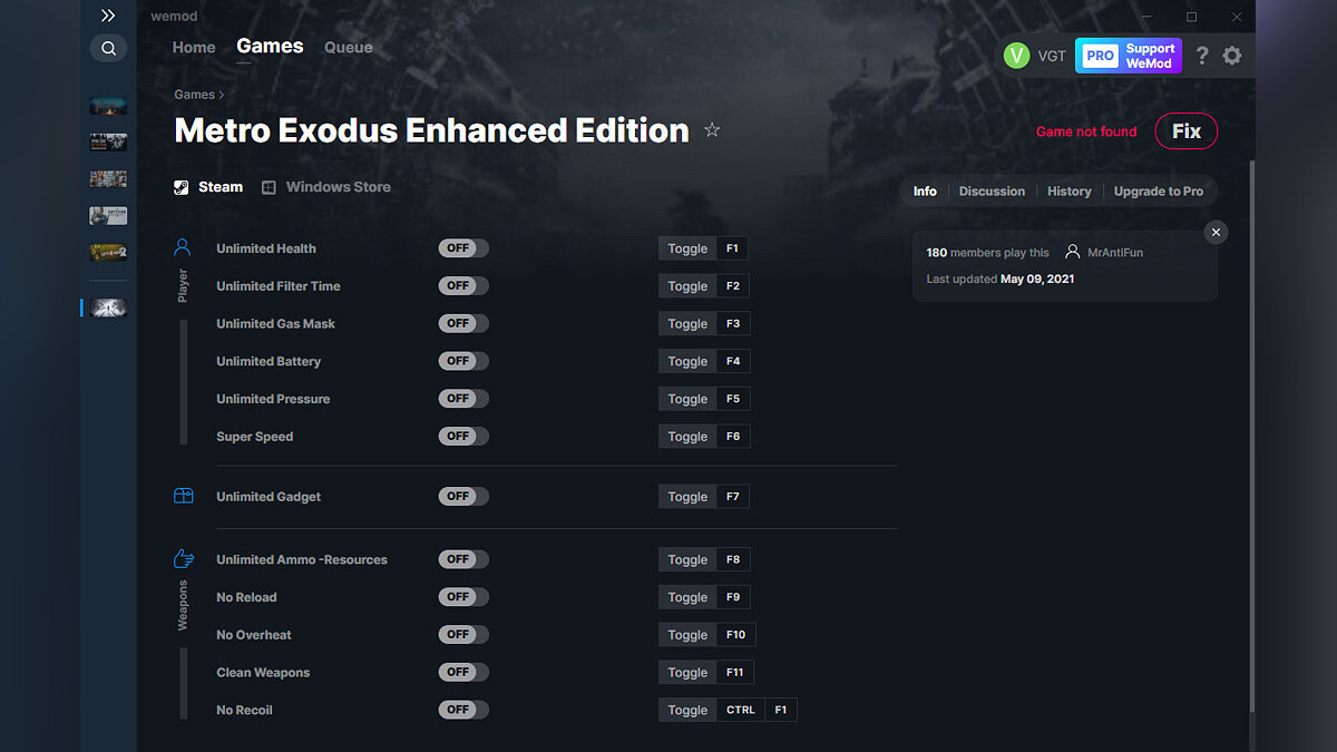 Metro Exodus Enhanced Edition — Трейнер (+12) от 09.05.2021 [WeMod]