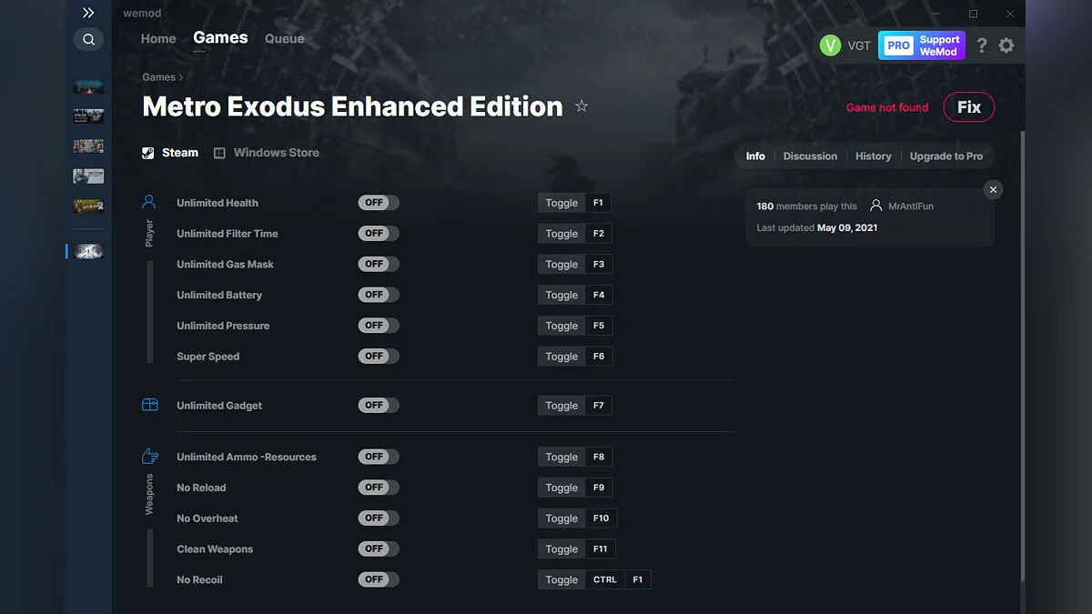 Metro Exodus Enhanced Edition — Трейнер (+12) от 09.05.2021 [WeMod]