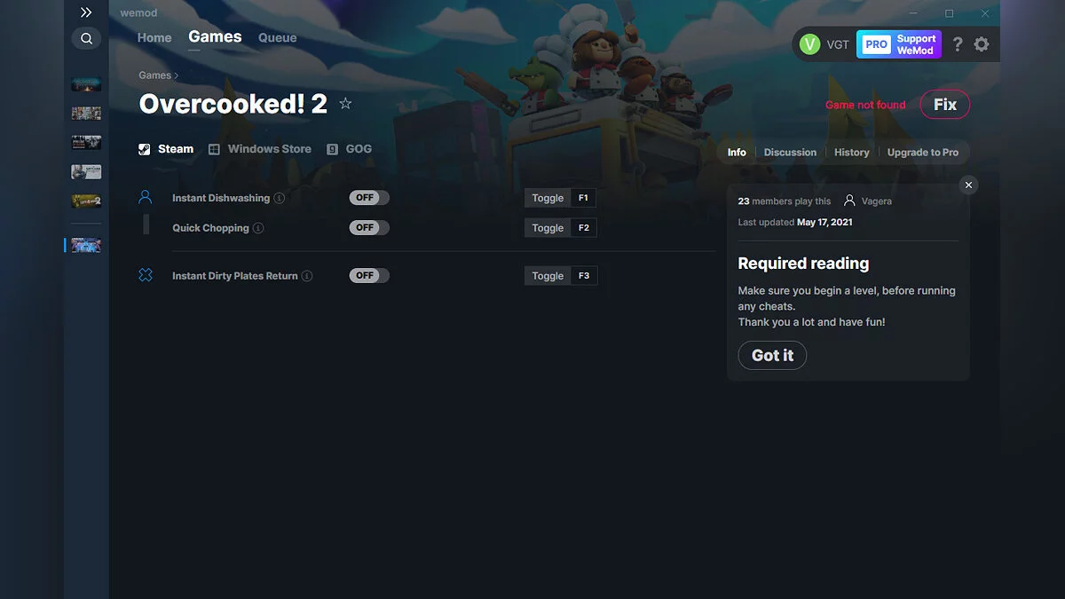 Overcooked 2 — Трейнер (+3) от 17.05.2021 [WeMod]