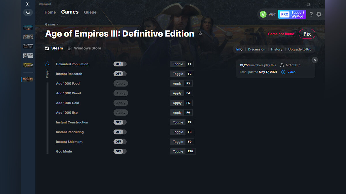 Age Of Empires 3: Definitive Edition — Трейнер (+10) от 17.05.2021 [WeMod]