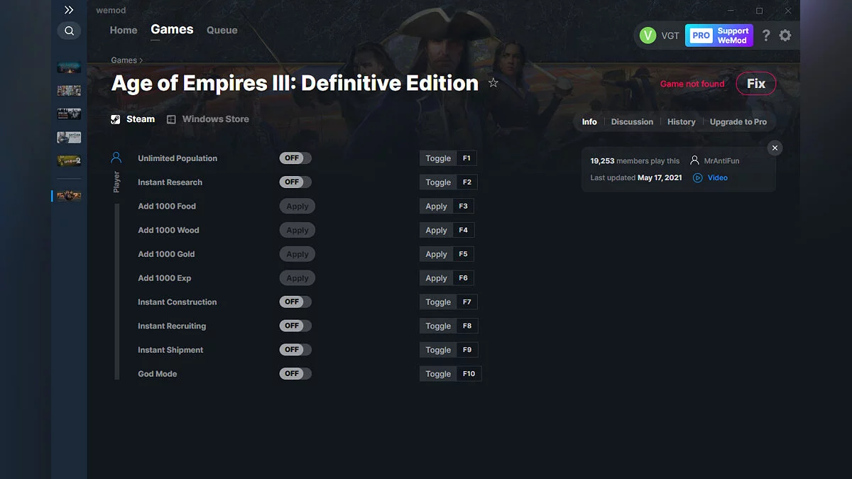 Age Of Empires 3: Definitive Edition — Трейнер (+10) от 17.05.2021 [WeMod]