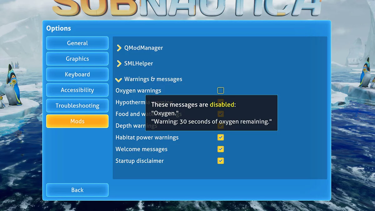 Subnautica: Below Zero — Отключение сообщений