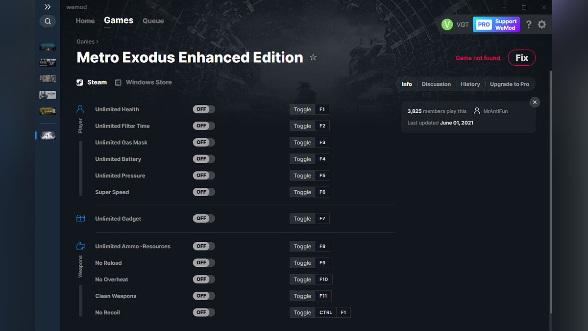 Metro Exodus Enhanced Edition — Трейнер (+12) от 01.06.2021 [WeMod]