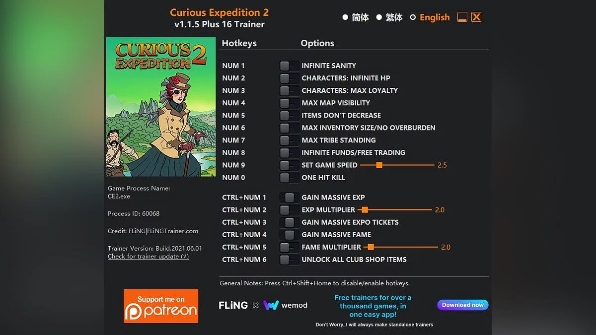 Curious Expedition 2 — Трейнер (+16) [1.1.5]