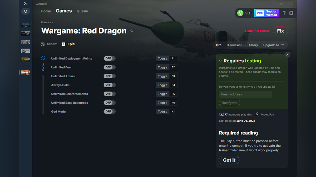 Wargame: Red Dragon — Трейнер (+7) от 06.06.2021 [WeMod]